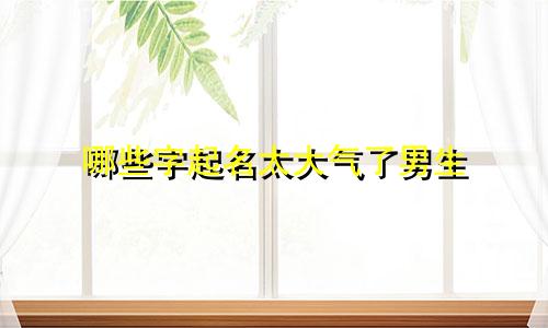 哪些字起名太大气了男生