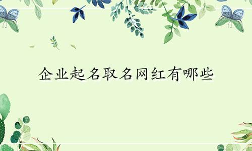 企业起名取名网红有哪些