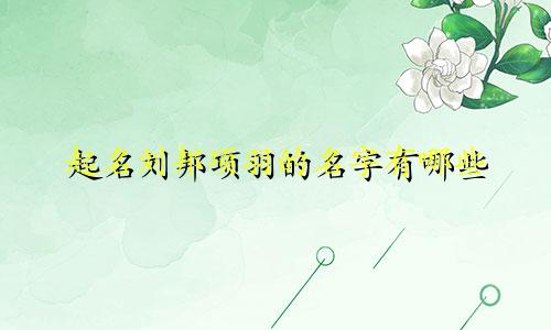 起名刘邦项羽的名字有哪些