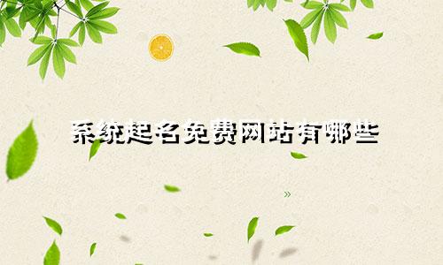 系统起名免费网站有哪些