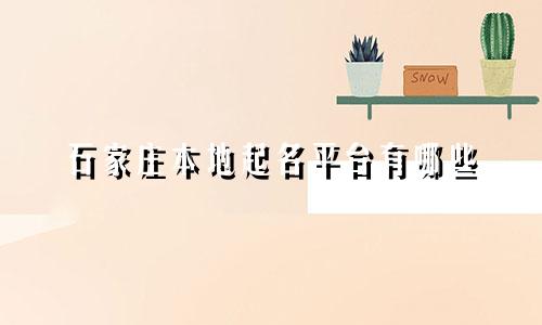 石家庄本地起名平台有哪些
