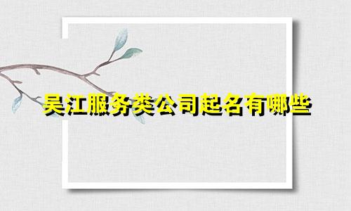 吴江服务类公司起名有哪些