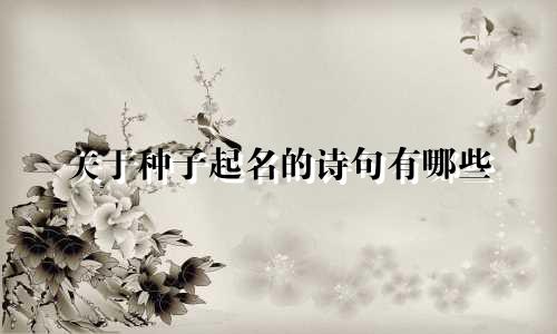 关于种子起名的诗句有哪些