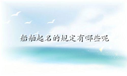 船舶起名的规定有哪些呢