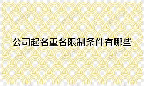 公司起名重名限制条件有哪些