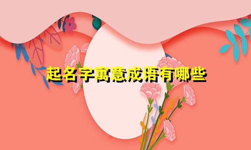 起名字寓意成语有哪些