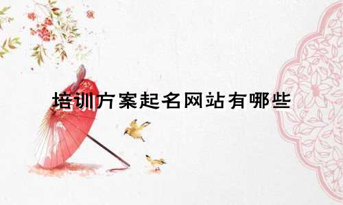培训方案起名网站有哪些