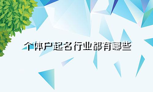个体户起名行业都有哪些