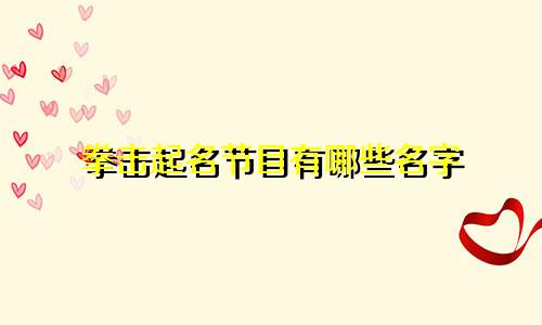 拳击起名节目有哪些名字