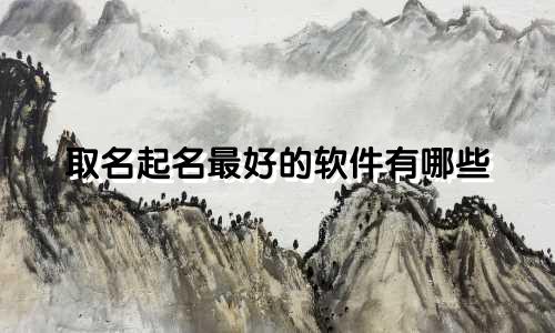 取名起名最好的软件有哪些