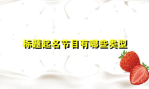 标题起名节目有哪些类型