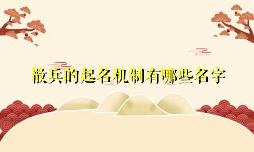 散兵的起名机制有哪些名字