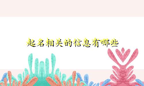 起名相关的信息有哪些