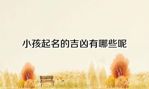 小孩起名的吉凶有哪些呢