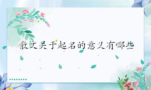散文关于起名的意义有哪些