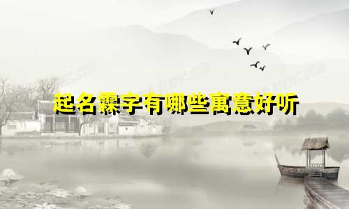 起名霖字有哪些寓意好听