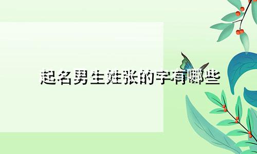 起名男生姓张的字有哪些