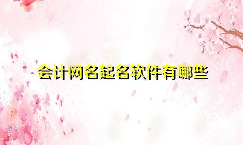 会计网名起名软件有哪些