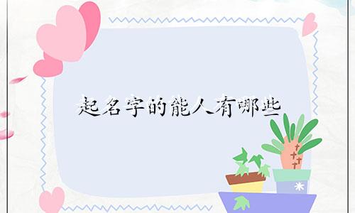 起名字的能人有哪些