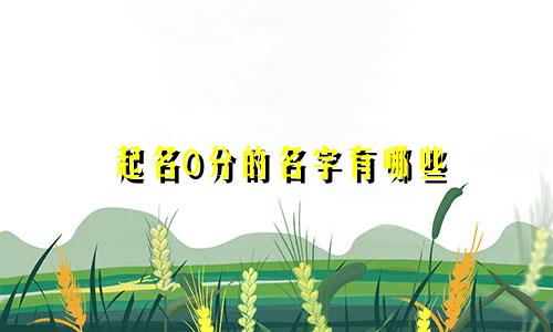 起名0分的名字有哪些