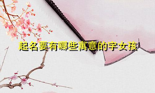 起名要有哪些寓意的字女孩