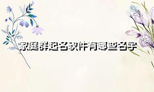 家庭群起名软件有哪些名字