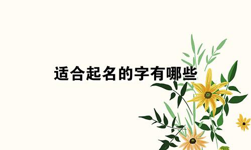 适合起名的字有哪些