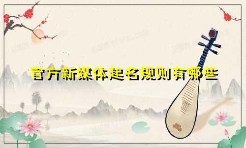 官方新媒体起名规则有哪些