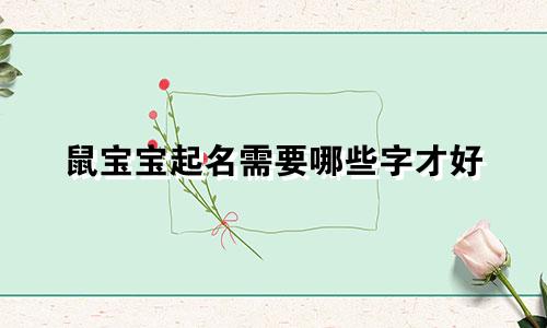 鼠宝宝起名需要哪些字才好