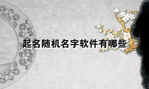 起名随机名字软件有哪些