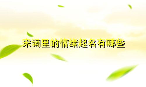 宋词里的情绪起名有哪些