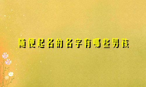 随便起名的名字有哪些男孩