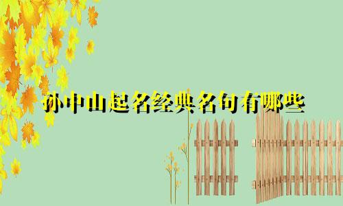 孙中山起名经典名句有哪些