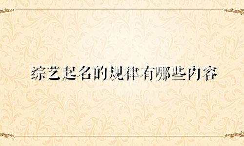 综艺起名的规律有哪些内容