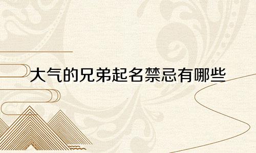 大气的兄弟起名禁忌有哪些
