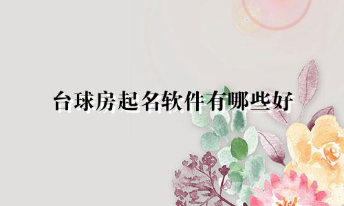 台球房起名软件有哪些好