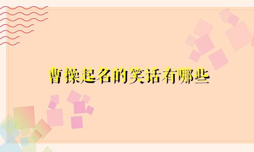 曹操起名的笑话有哪些