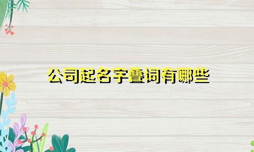 公司起名字叠词有哪些