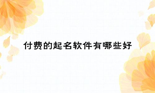 付费的起名软件有哪些好