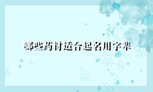 哪些药材适合起名用字辈