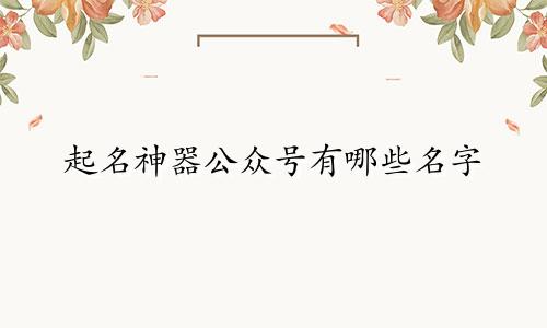 起名神器公众号有哪些名字