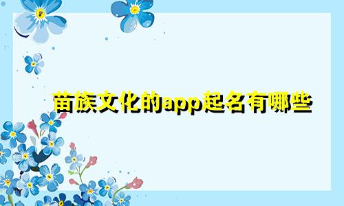 苗族文化的app起名有哪些