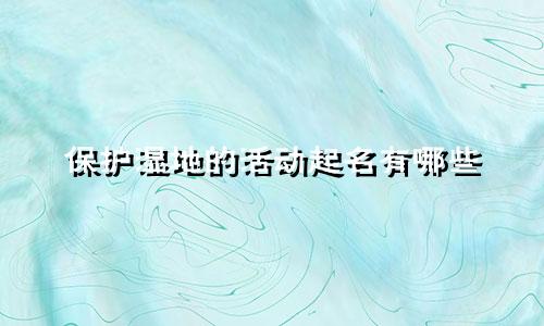 保护湿地的活动起名有哪些