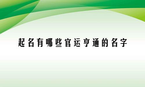 起名有哪些官运亨通的名字