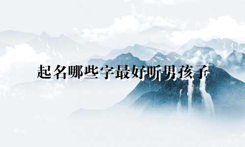 起名哪些字最好听男孩子