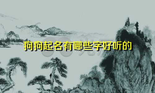 狗狗起名有哪些字好听的