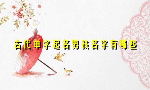 古代单字起名男孩名字有哪些