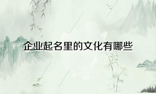 企业起名里的文化有哪些