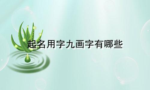 起名用字九画字有哪些