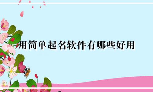 用简单起名软件有哪些好用